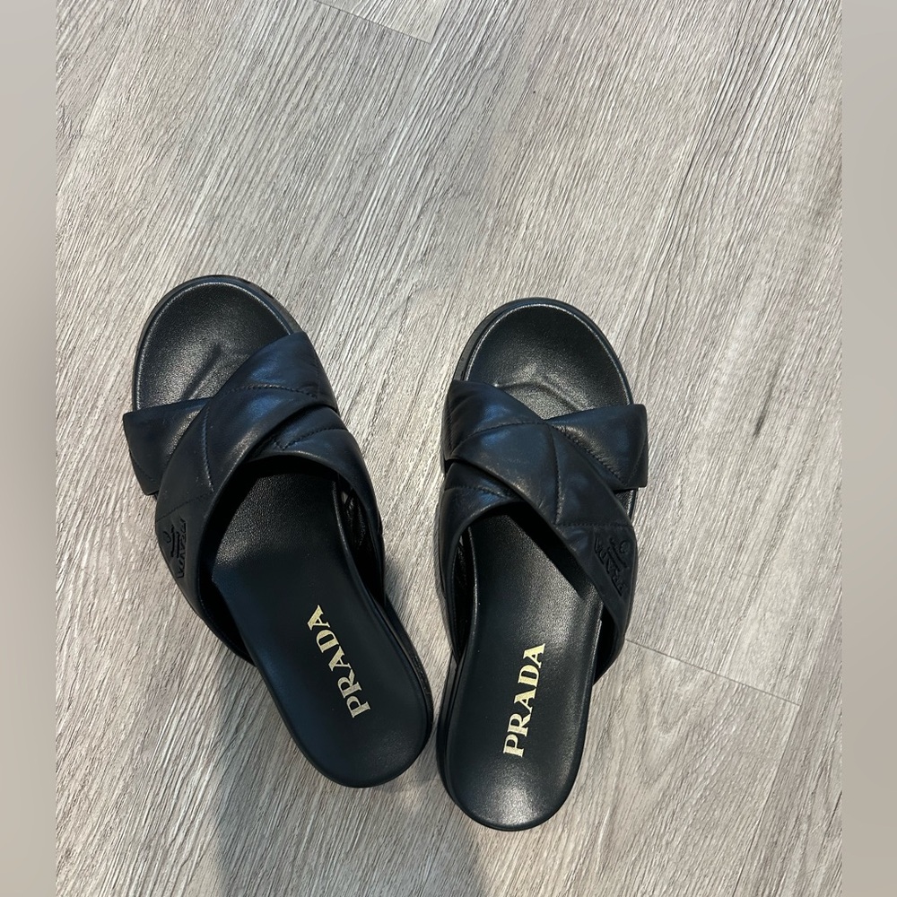 Prada quilted leather slides, size 37